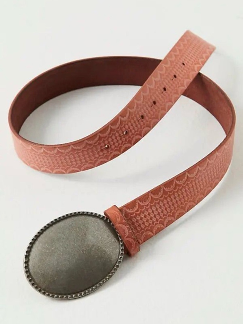 Free People Duke Concho Belt Sunrise Pink Leather S/M NWOT Western Boho